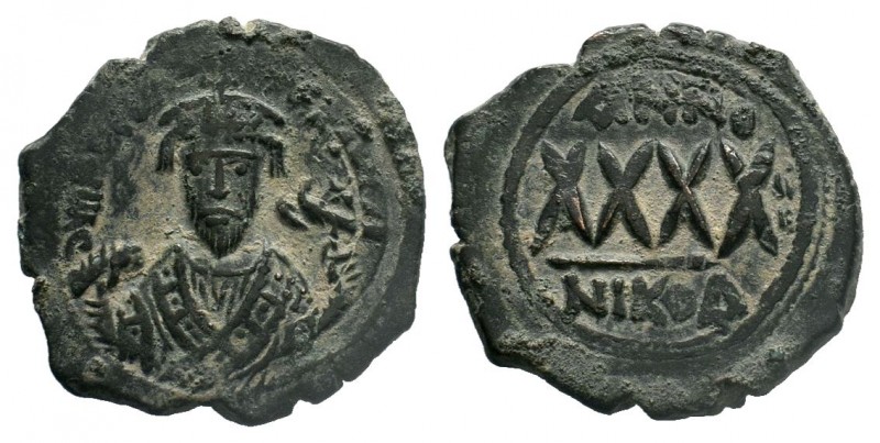 BYZANTINE.Phocas. 602-610 AD. AE Follis. Constantinople. DM FOCAE PP AVG, crowne...