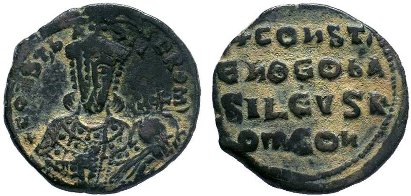 BYZANTINE.Constantine VII, AE Follis. 913-959 AD. Constantinople mint. CONST bAS...