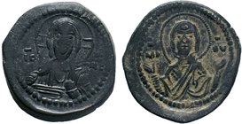BYZANTINE.Romanus IV, Class G anonymous follis, 1068-1071 AD. IC-XC to left and right of bust of Christ, nimbate, facing, right hand raised, scroll in...