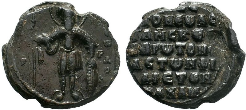Lead seal of Philaretos Brachamios sebastos and domestikos of Eoas (East) (ca 10...