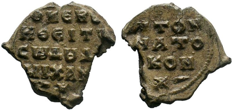 Byzantine lead seal of Michael krites (?) ton Anatolikon (ca 11th cent.)
Obverse...