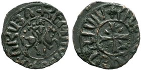ARMENIA.Cilician Armenia. Hetoum I. 1226-1270. AE Equestrian Kardez . Sis mint. Hetoum, holding lis-tipped scepter, right on horseback / Cross fourché...