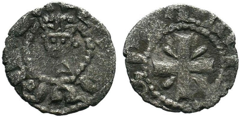 ARMENIA. Cilician Armenia. Levon V. 1374-1393. BI Denier . Crowned bust facing /...