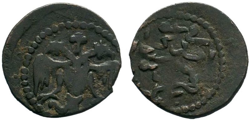 ERETNIDS. Eretna, 1335-1352, AE fals , Tokat, 751 AH , double-headed eagle / Ara...