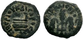 Judaea, Procurators. Pontius Pilate. 26-36 C.E. AE prutah (16.49 mm, 2.29 g, 10 h). Prefect under Tiberius, year 16 = 29/30 C.E.. TIBERPIOY KAICAPOC L...