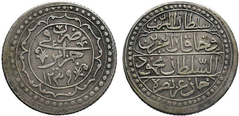 Ottoman Empire.Mahmud II. AH 1223-1255 / AD 1808-1839. AR Budju.Jaza’ir 1239 AH....