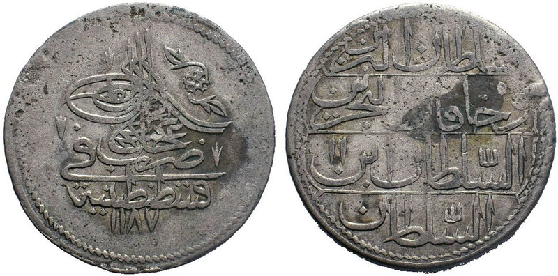 Ottoman Empire, Abdul Hamid I 1187-1203 H, AR Qurush, Constantinople mint 1187 A...