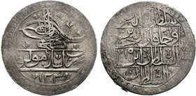 OTTOMAN EMPIRE. Selim III AH 1203-1222 / AD 1789-1807. 100 Para - 2 1/2 Qurush. Dated AH 1203//15 (AD 1790). Islambul (Istanbul) mint.Obv: Tughra Rev:...