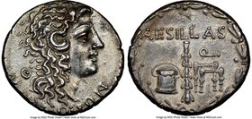 MACEDON UNDER ROME. Aesillas, as Quaestor (ca. 95-65 BC). AR tetradrachm (28mm, 15.49 gm, 12h). NGC Choice AU 5/5 - 4/5. Uncertain mint. MAKEΔONΩN, he...