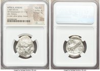 ATTICA. Athens. Ca. 440-404 BC. AR tetradrachm (27mm, 17.17 gm, 1h). NGC Choice AU 4/5 - 5/5. Mid-mass coinage issue. Head of Athena right, wearing cr...