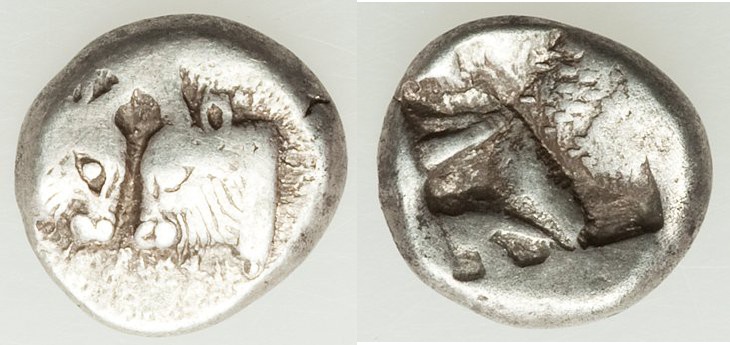 CARIA. Uncertain mint. Ca. 450-400 BC. AR obol (10mm, 1.18 gm, 12h). Fine. Miles...