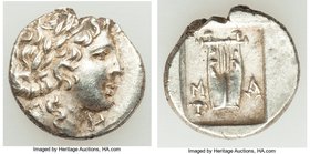 LYCIAN LEAGUE. Masicytes. Ca. 1st century BC. AR hemidrachm (14mm, 2.12 gm, 12h). AU. Series 1. Laureate head of Apollo right; Λ-Y below / M-A, cithar...