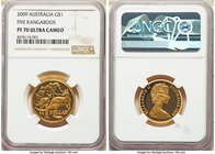 Elizabeth II Proof gold Dollar 2009 PR70 Ultra Cameo NGC, Royal Australian mint, KM489. Five Kangaroos.

HID09801242017