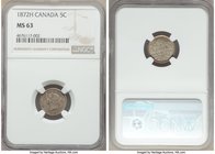 Victoria 5 Cents 1872-H MS63 NGC, Heaton mint, KM2.

HID09801242017
