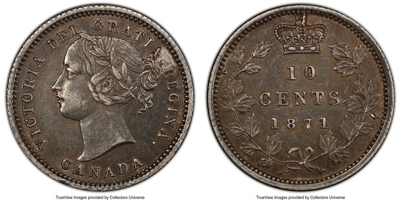 Victoria 10 Cents 1871 AU55 PCGS, KM3.

HID09801242017