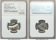 Elizabeth II Mint Error - Obverse Struck Through 25 Cents 2000 MS64 NGC, Royal Canadian mint, KM379. Beautifully textured strike through that is truly...
