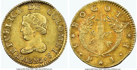 Republic gold Peso 1825 BOGOTA-PJ MS61 NGC, KM84. Sharp details with an unbroken luster.

HID09801242017