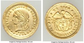 Republic gold Peso 1872 UNC, Medellin mint, KM157.1. 13.5mm. 1.68gm. 

HID09801242017