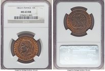 Napoleon III 10 Centimes 1862-A MS63 Red and Brown NGC, Paris mint, KM798.1.

HID09801242017