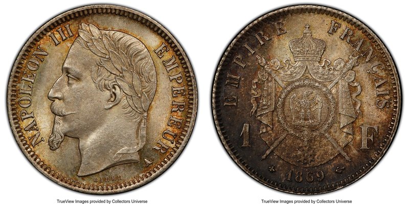 Napoleon III Franc 1869-A MS64 PCGS, Paris mint, KM806.1, Gad-463, F-215. Origin...