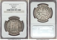 Republic 5 Francs 1870-A MS62 NGC, Paris mint, KM820.1. 

HID09801242017