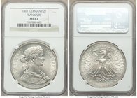 Frankfurt. Free City 2 Taler 1861 MS63 NGC, KM365. Brilliant and displaying cascading argent luster. 

HID09801242017