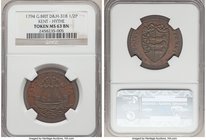 Kent. Hythe copper 1/2 Penny Token 1794 MS63 Brown NGC, D&H-31. CINQUE PORT HALFPENNY 1794. Coat of arms / PAYABLE AT HYTH. Ship.

HID09801242017