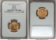 Victoria gold "Shield" Sovereign 1871 MS64 NGC, KM736.2. Die #30.

HID09801242017