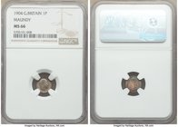 Edward VII 4-Piece Certified Maundy Set 1904 NGC, 1) Penny 1904 - MS66, KM795. 2) 2 Pence 1904 - MS65, KM796. 3) 3 Pence 1904 - MS66, KM797.2. 4) 4 Pe...