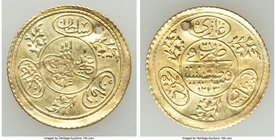 Ottoman Empire. Mahmud II gold Hayriye Altin AH 1223 Year 21 (1827/8) XF (Cleaned, Holed), Constantinople mint (in Turkey), KM638. 21mm. 1.69gm. 

HID...