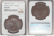 Naples & Sicily. Francesco II 10 Tornesi 1859-LA MS64 Brown NGC, Naples mint, KM378. Chocolate brown with an outline of bright red along the bust and ...