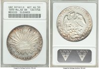 Pair of Certified Assorted Issues ANACS, 1) Republic 8 Reales 1895 Mo-AB UNC Details (Cleaned) - Net AU50, Mexico City mint, KM377.10. 2) Chihuahua. R...