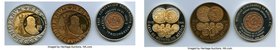 3-Piece Lot of Uncertified Assorted Medals UNC, 1) bi-metallic "Mexico Numismatic Society" Medal 1999. 2) copper "Casa De Moneda De Mexico" Medal 1985...