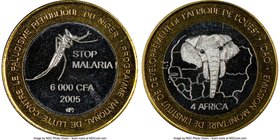 Pair of Certified Mixed Issues NGC, 1) Niger: Republic gilt "Stop Malaria" 6000 CFA Francs 2005 MS66, KM-X16 2) Saharawi: Arab Democratic Republic gil...