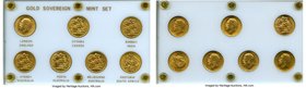 British Commonwealth 7-Piece Certified gold Sovereign Set UNC, 1) Great Britain: George V gold Sovereign 1925 2) Canada: George V gold Sovereign 1911-...