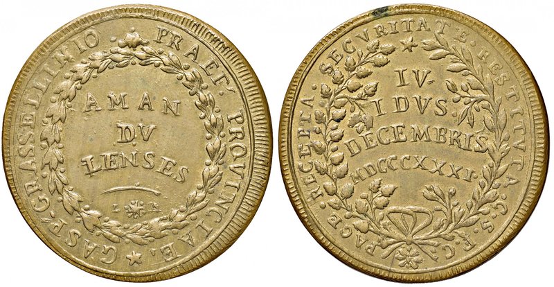 Amandola. Regnando Gregorio XVI (1831-1846). Medaglia 1831 AE gr. 35,50 diam. 43...