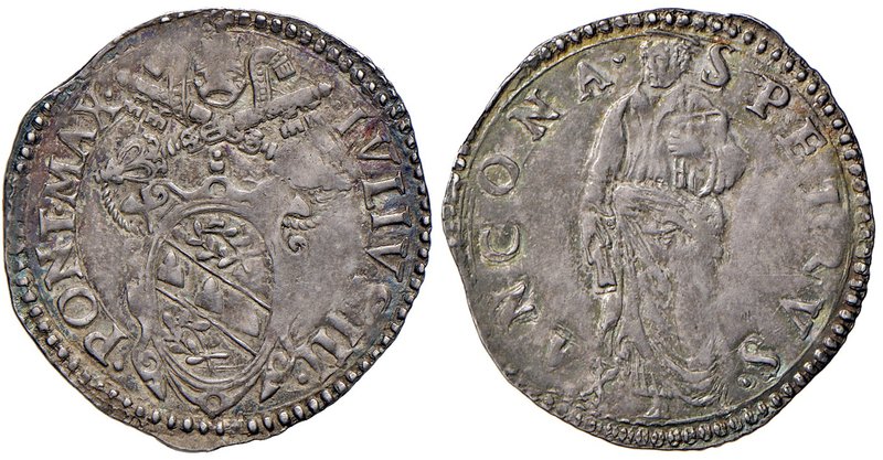 Ancona. Giulio III (1550-1555). Giulio AG gr. 3,20. Muntoni 55. Berman 1013. Dub...