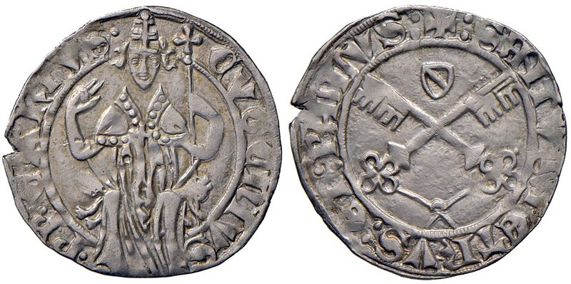 Avignone. Eugenio IV (1431-1447). Grosso AG gr. 2,05. PdA 4245/46. Muntoni 27. B...