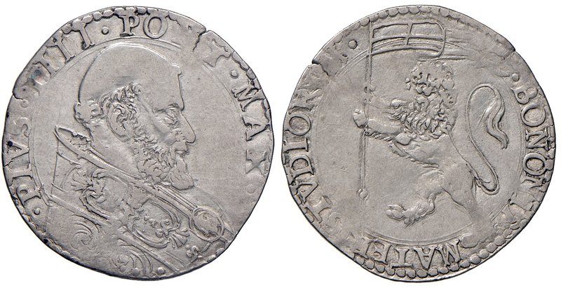 Bologna. Pio IV (1559-1565). Bianco AG gr. 4,81. Muntoni 70. Berman 1076. Chimie...