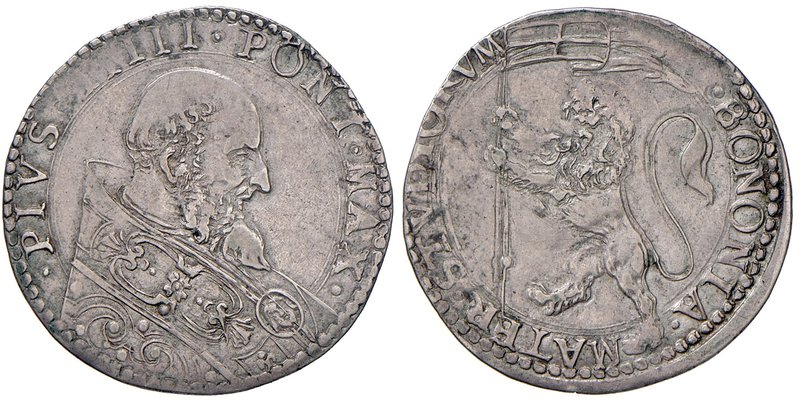 Bologna. Pio V (1566-1572). Bianco AG gr. 4,95. Muntoni 49. Berman 1116. Chimien...