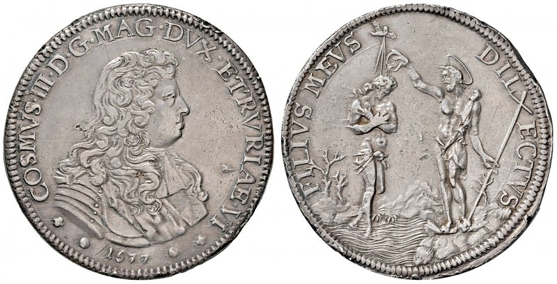 Firenze. Cosimo III de Medici (1670-1723). Piastra 1677 AG gr. 31,00. Galeotti V...