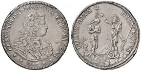 Firenze. Cosimo III de Medici (1670-1723). Piastra 1677 AG gr. 31,00. Galeotti VII, 5/9. MIR 326/4. Colpetti sul bordo, altrimenti migliore di BB