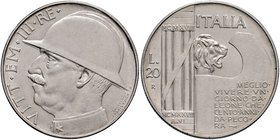 Savoia. Vittorio Emanuele III re d’Italia (1900-1946). Da 20 lire 1928/VI AG. Pagani 680. SPL