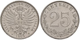 Savoia. Vittorio Emanuele III re d’Italia (1900-1946). Da 25 centesimi 1903 Ni. Pagani 828. Rara. q.FDC