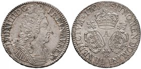 Francia. Luigi XIV (1643-1715). Scudo 1709 (Parigi) AG gr. 30,48. Duplessy 1568. SPL/Migliore di SPL