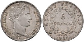 Francia. Napoleone I imperatore (1804-1814). Da 5 franchi 1811 (Parigi) AG. Gadoury 584. SPL