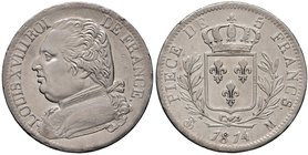 Francia. Luigi XVIII (1814-1824). Da 5 franchi 1814 (Toulouse) AG. Gadoury 591. Buon BB