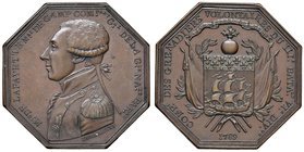 Francia. Gilbert du Motier de La Fayette (1757-1834). Medaglia ottagonale 1789 AE gr. 14,35. Opus Rambert Dumarest. Compenso ai granatieri volontari d...