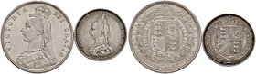Gran Bretagna. Lotto di due monete. Vittoria (1837-1901). Mezza corona 1887 AG. Seaby 3924. Scellino 1887 AG. Seaby 3926. FDC e BB