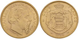 Monaco. Principato. Carlo III (1856-1889). Da 100 franchi 1884 (Parigi) AV. Friedberg 11. SPL